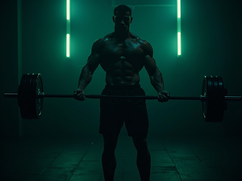 An athlete locked in and driving through a heavy set, fully present