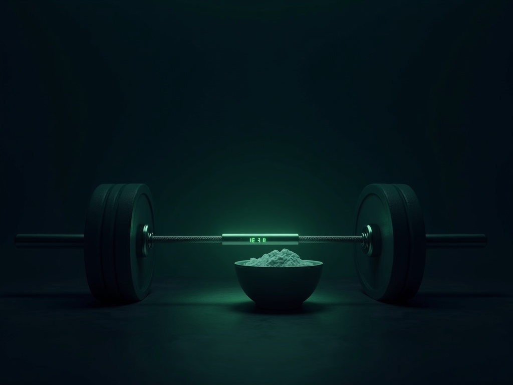 A short rest timer beside chalk and a barbell, signalling brief rests during the ramp