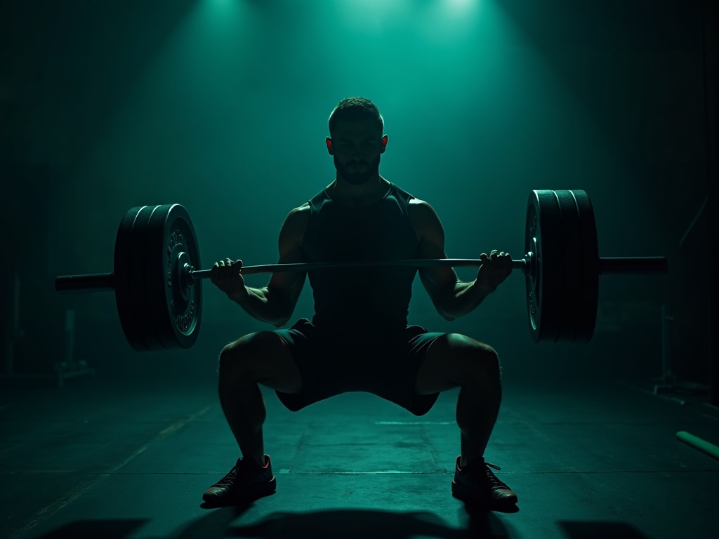 An athlete driving through a heavy top working set, fully warmed up and locked in