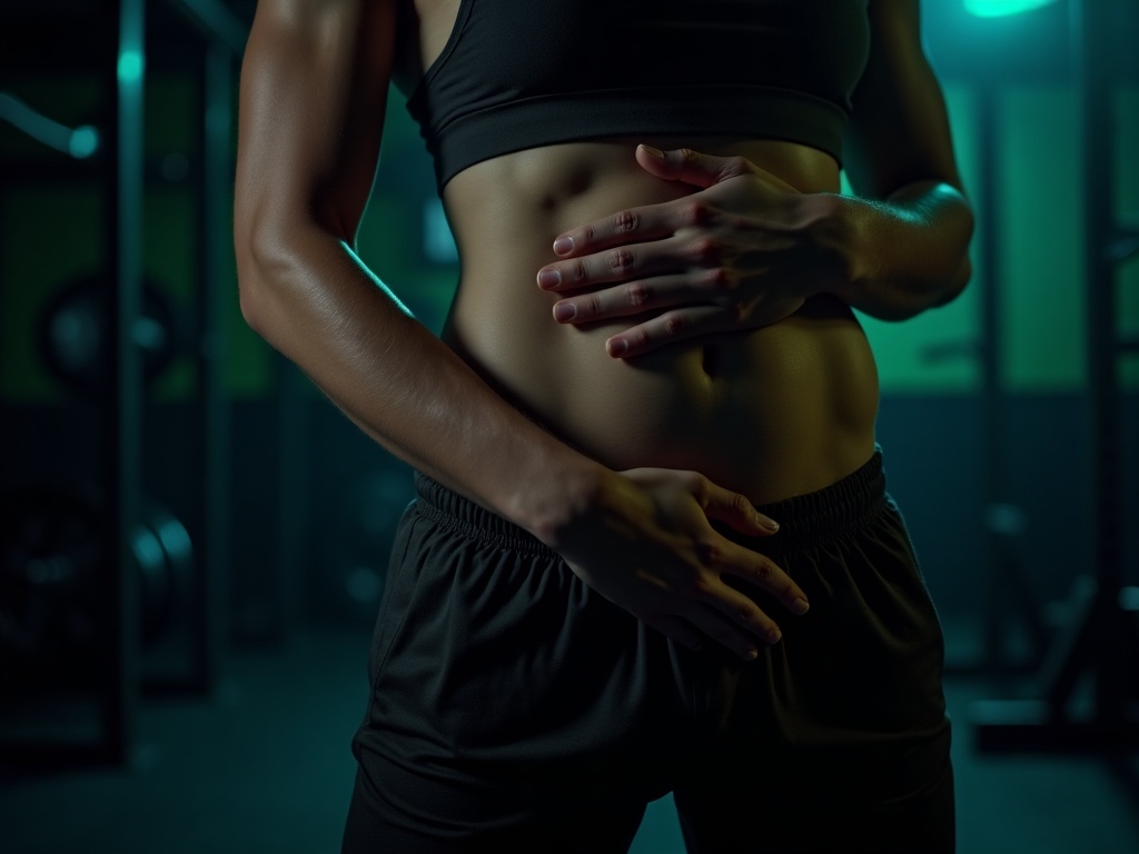 An athlete breathing into the belly before unracking a heavy squat