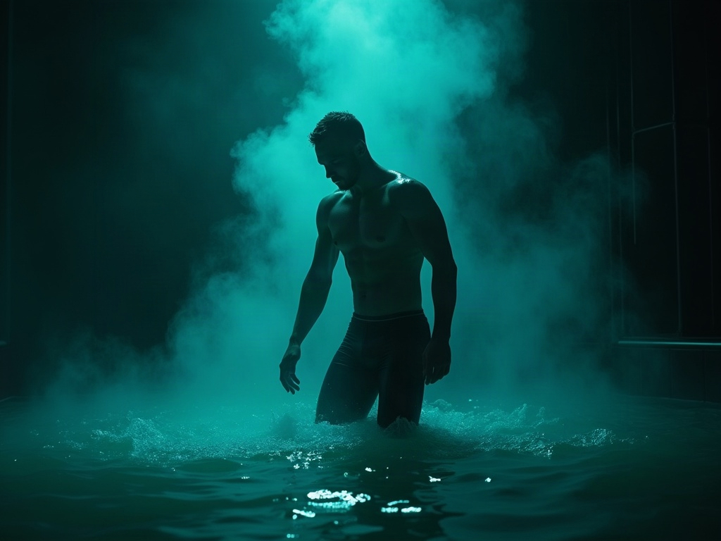 Endurance athlete stepping into a cold plunge after a hard session