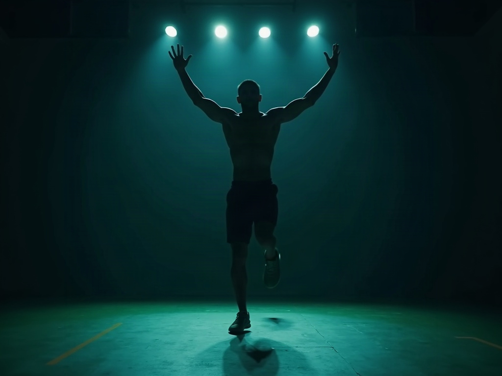 Lifter doing leg swings and arm circles as a dynamic warm-up