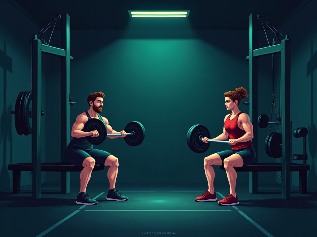 Split image contrasting a pulling exercise and a pushing exercise