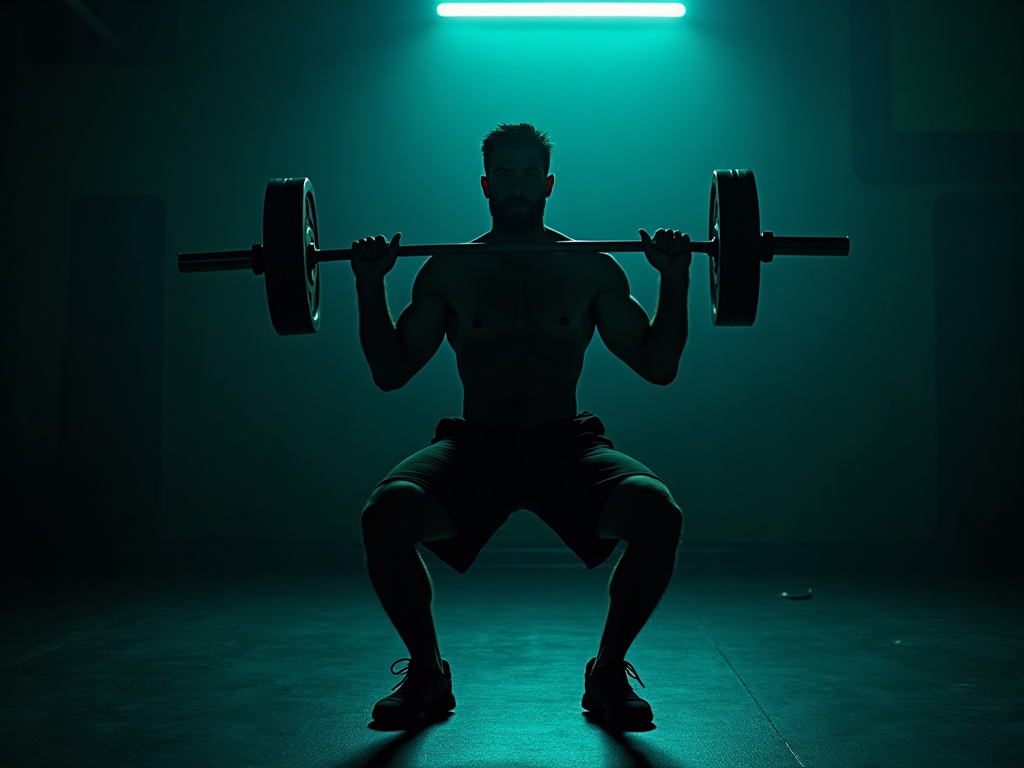 Athlete holding a controlled, focused squat under tension