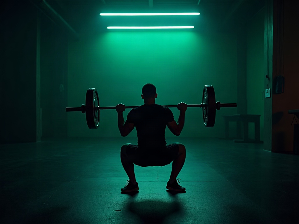 A barbell squat showing a subtle hip shift toward the stronger side under load