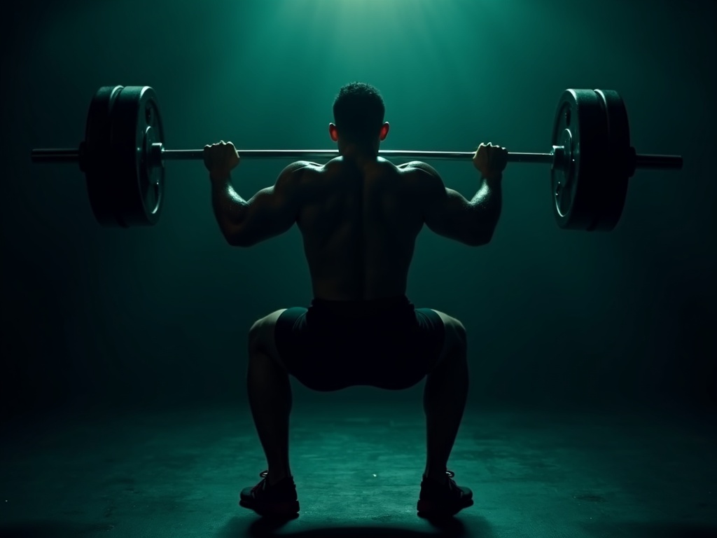 A lifter performing a barbell back squat with solid form