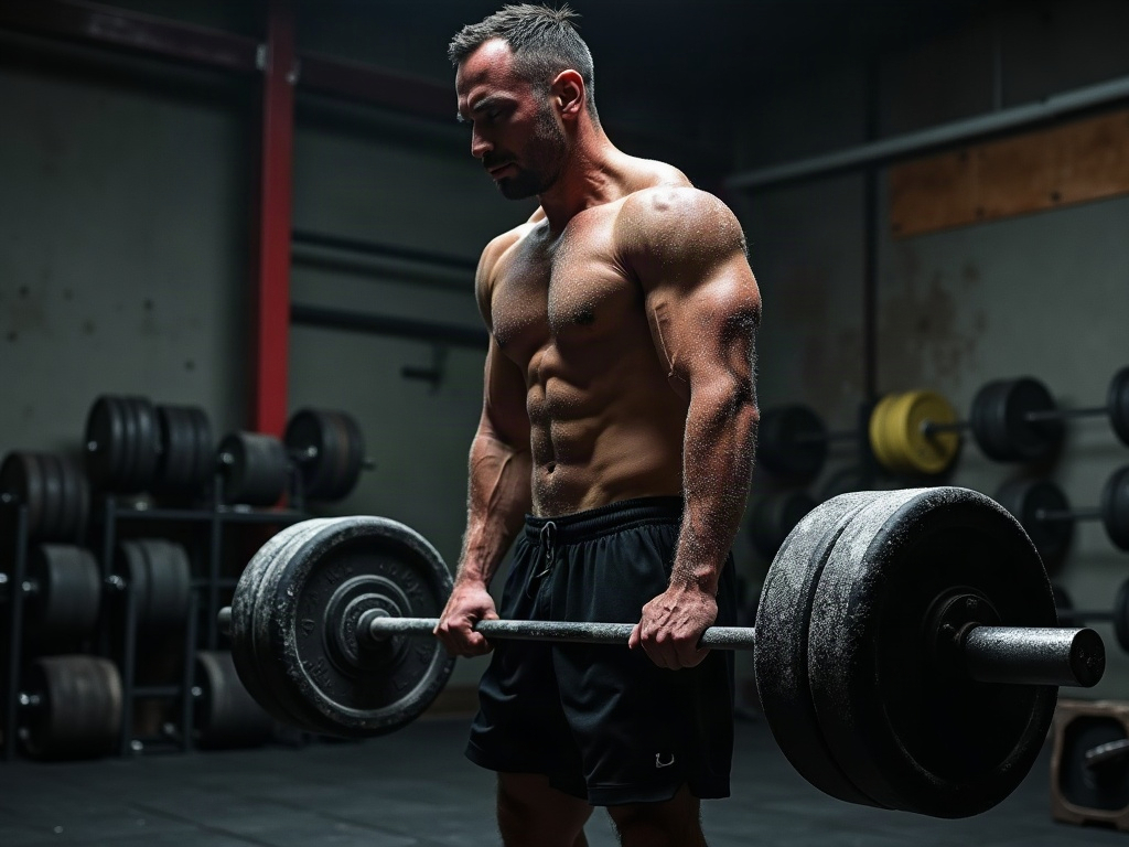 A lifter mid-deadlift showing intense effort in a gym