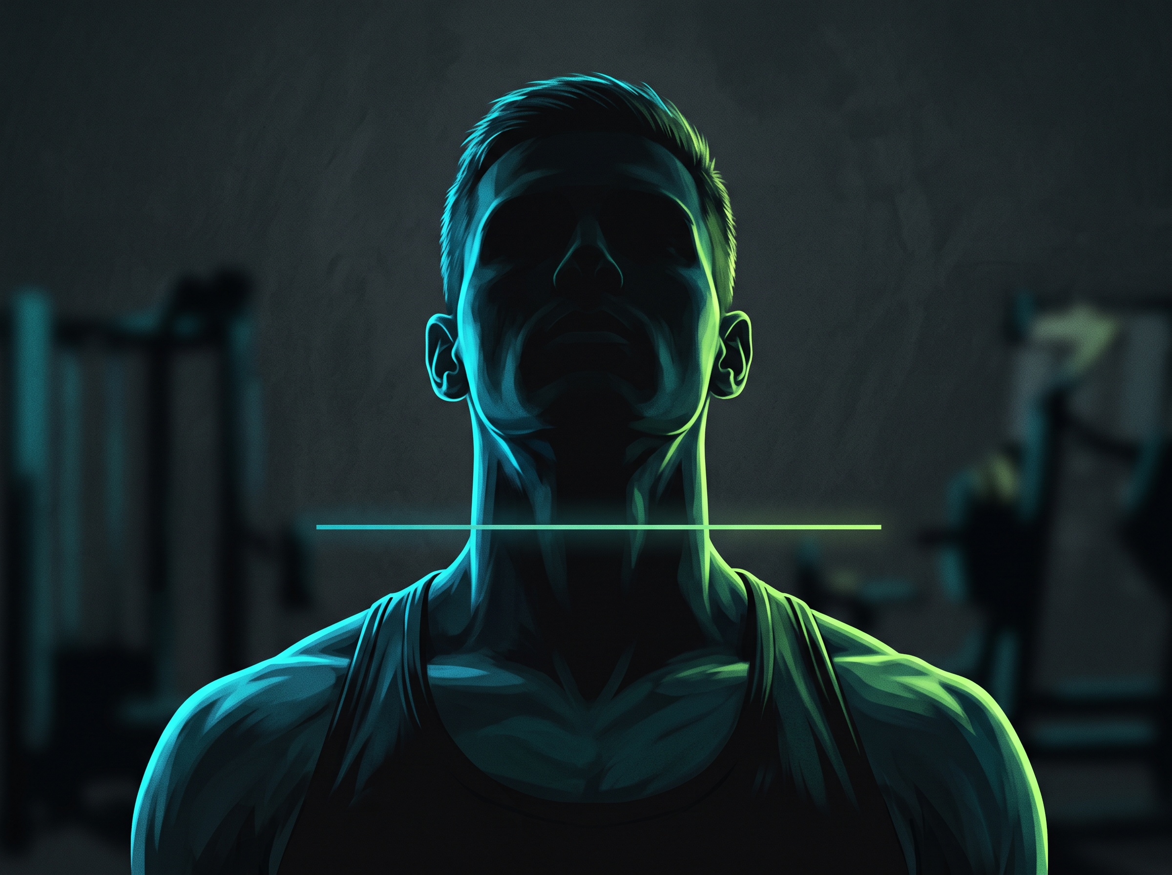 A symbolic image dividing the body above and below the neck, illustrating the neck rule