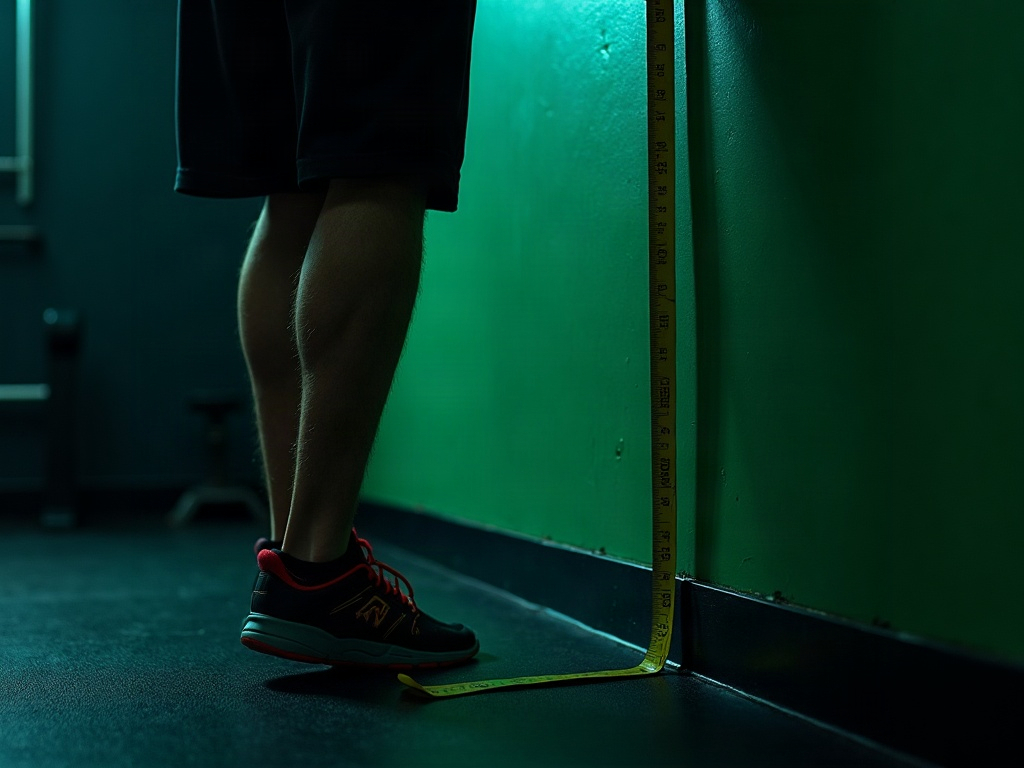 Athlete performing the knee-to-wall ankle mobility test