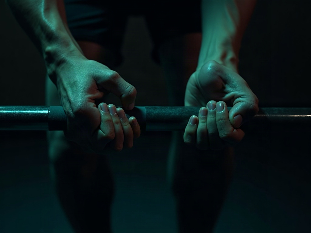Comparison of a double-overhand grip and a hook grip on a barbell